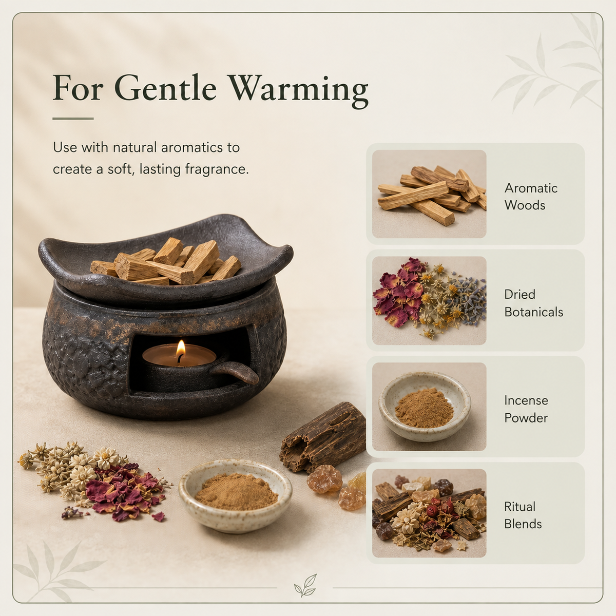 Rough Ceramic Incense Warming Burner Set