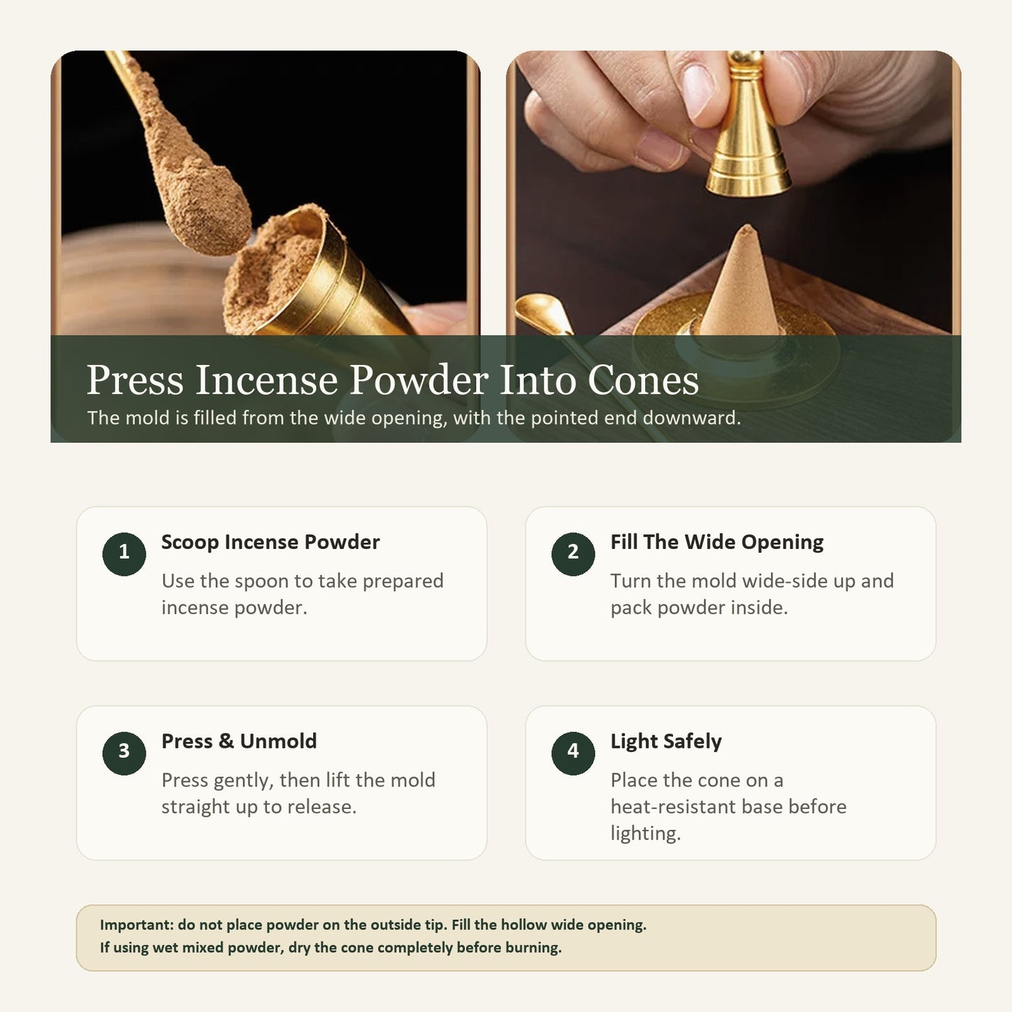 Three-Piece Incense Cone Mold Tool Set