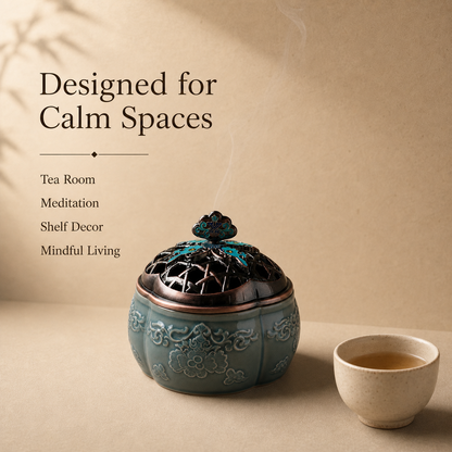 Enamel Lotus Plate Incense Burner