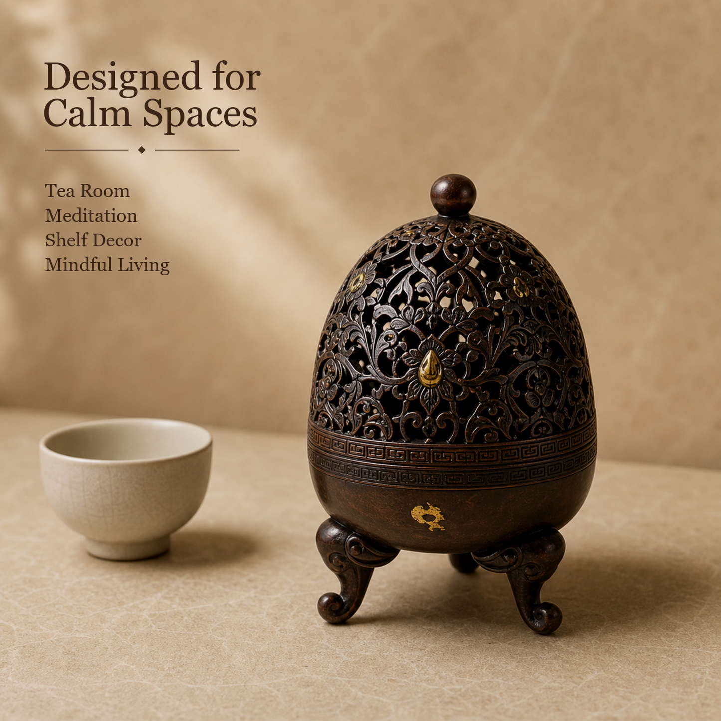 Egg-Shell Openwork Copper Incense Burner