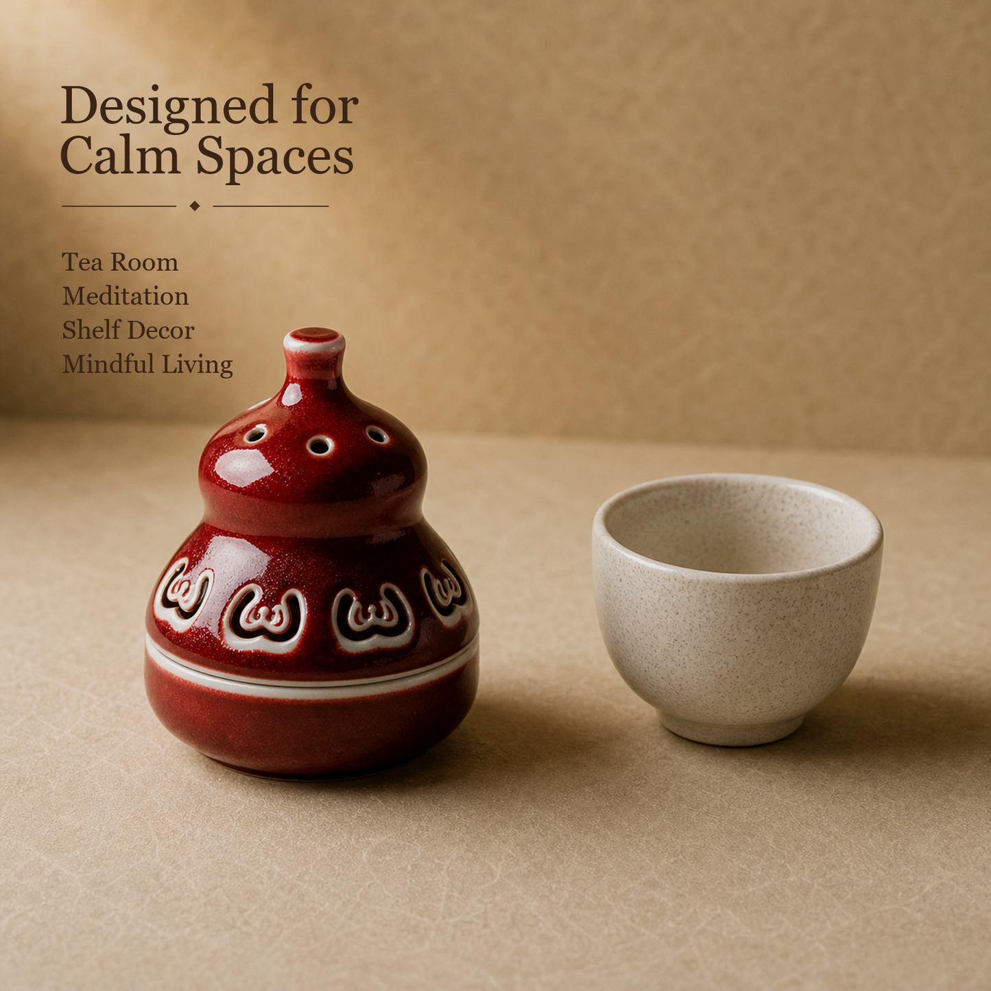 Bean Red Gourd Ceramic Incense Burner