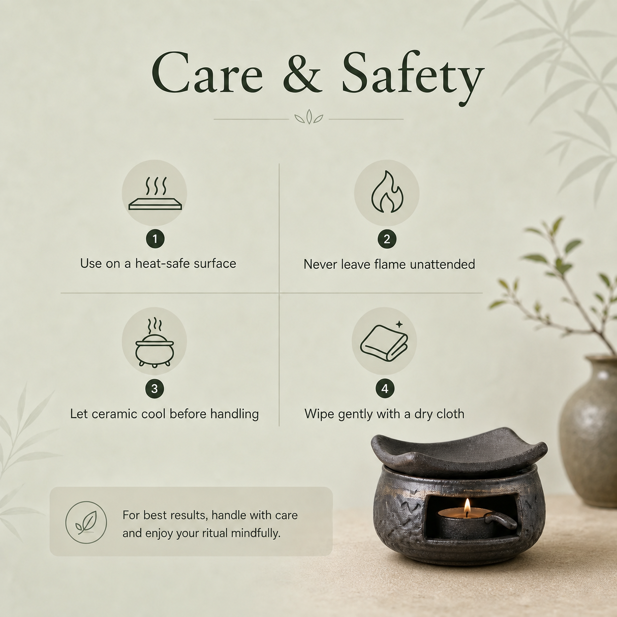 Rough Ceramic Incense Warming Burner Set