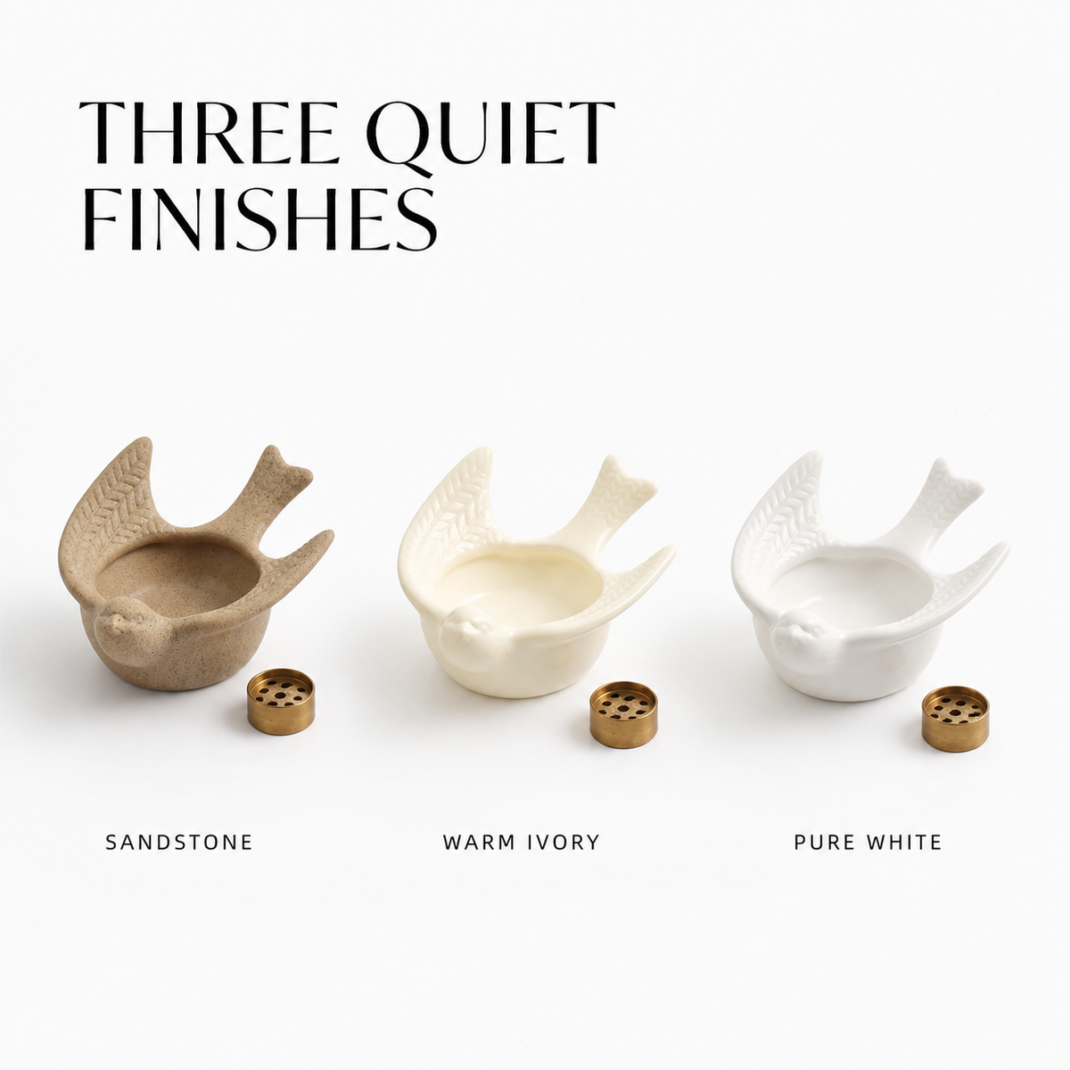 Ceramic Swallow Incense & Tealight Holder
