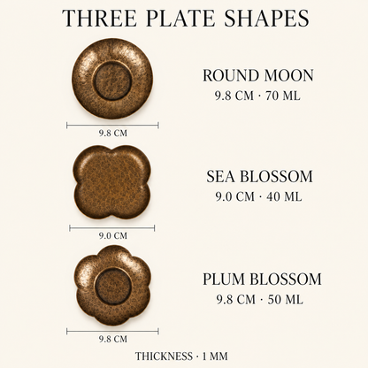 Hand-Hammered Brass Dry-Warming Plate & Ceramic Tealight Burner
