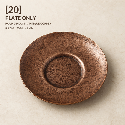Hand-Hammered Brass Dry-Warming Plate & Ceramic Tealight Burner