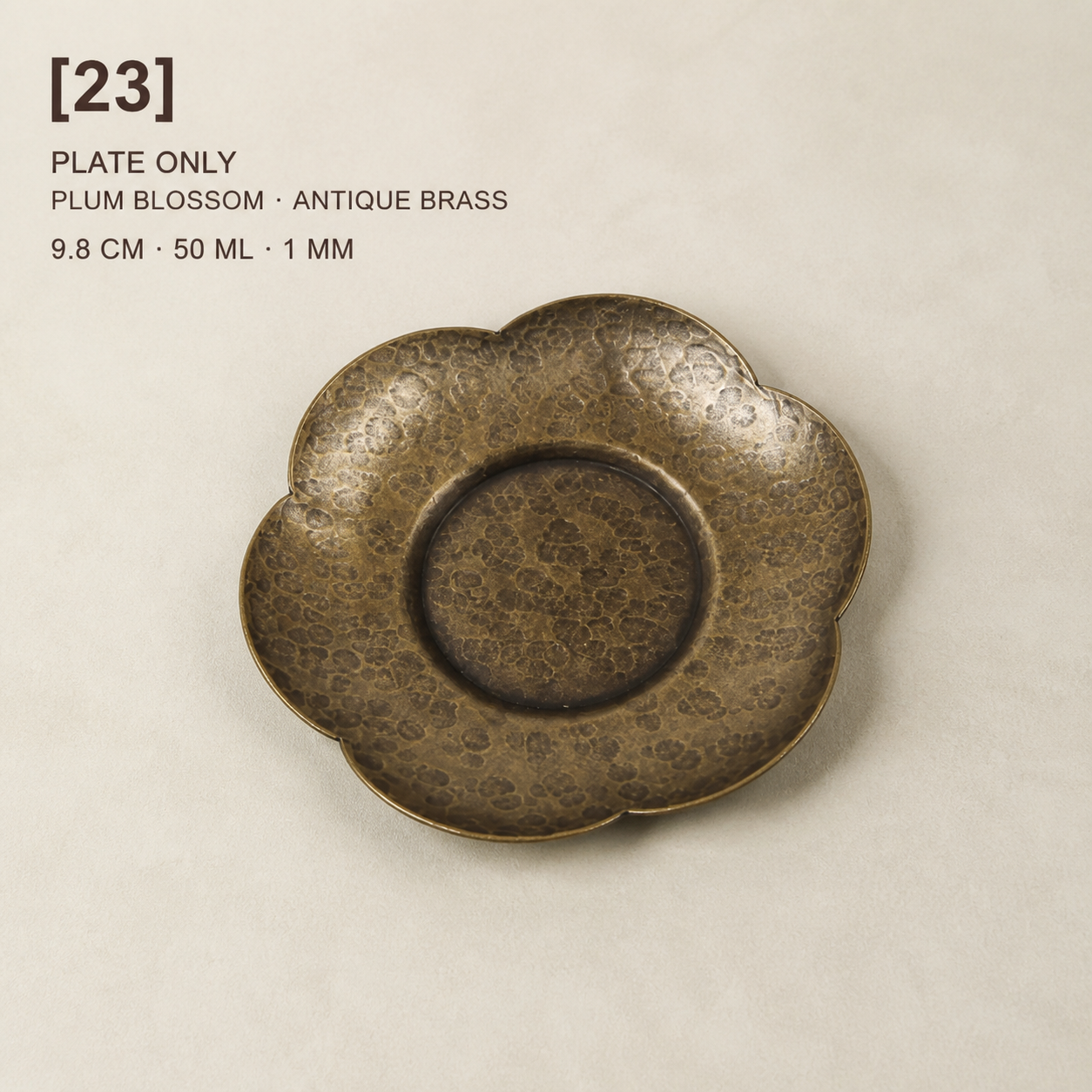 Hand-Hammered Brass Dry-Warming Plate & Ceramic Tealight Burner