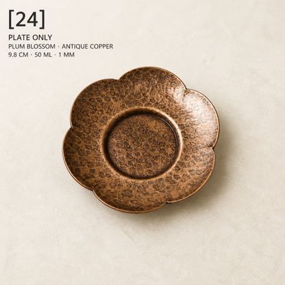 Hand-Hammered Brass Dry-Warming Plate & Ceramic Tealight Burner
