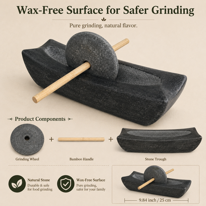 Natural Bluestone Herb Grinder with Bamboo Handle