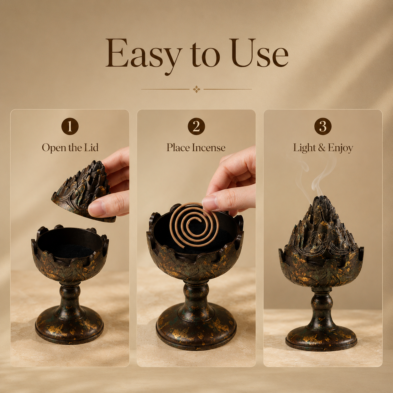 Gilded Boshan Incense Burner