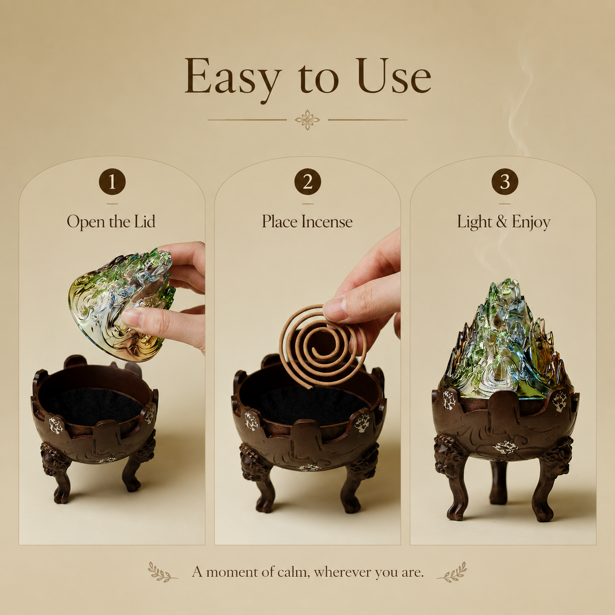 Iridescent Glass Boshan Incense Burner