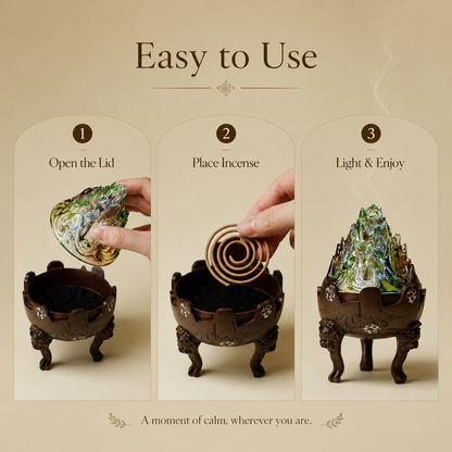 Iridescent Glass Boshan Incense Burner