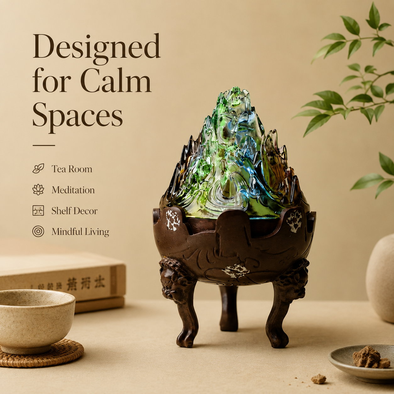 Iridescent Glass Boshan Incense Burner