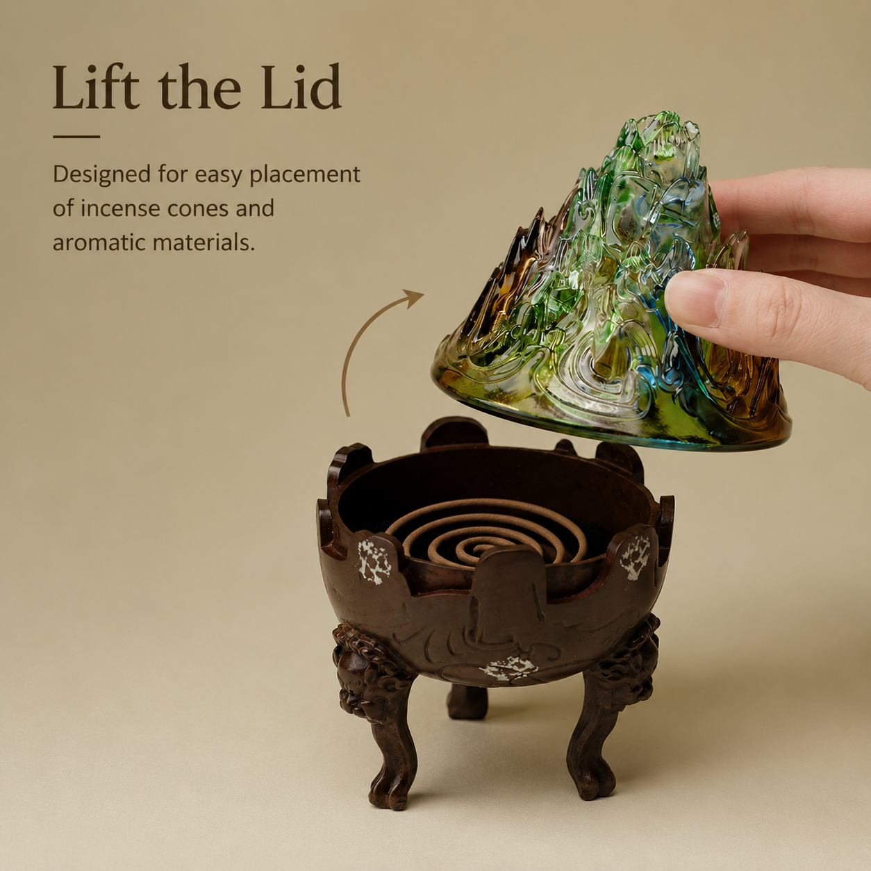 Iridescent Glass Boshan Incense Burner
