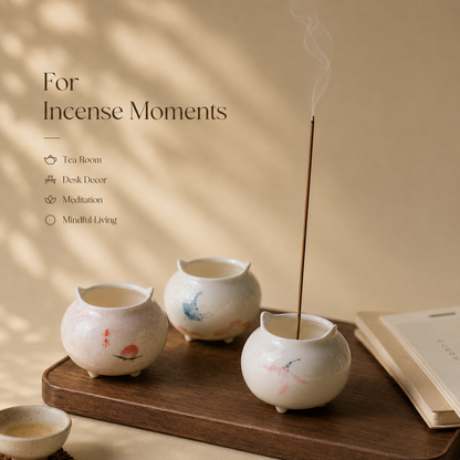 Hand-Painted Ceramic Incense Holder