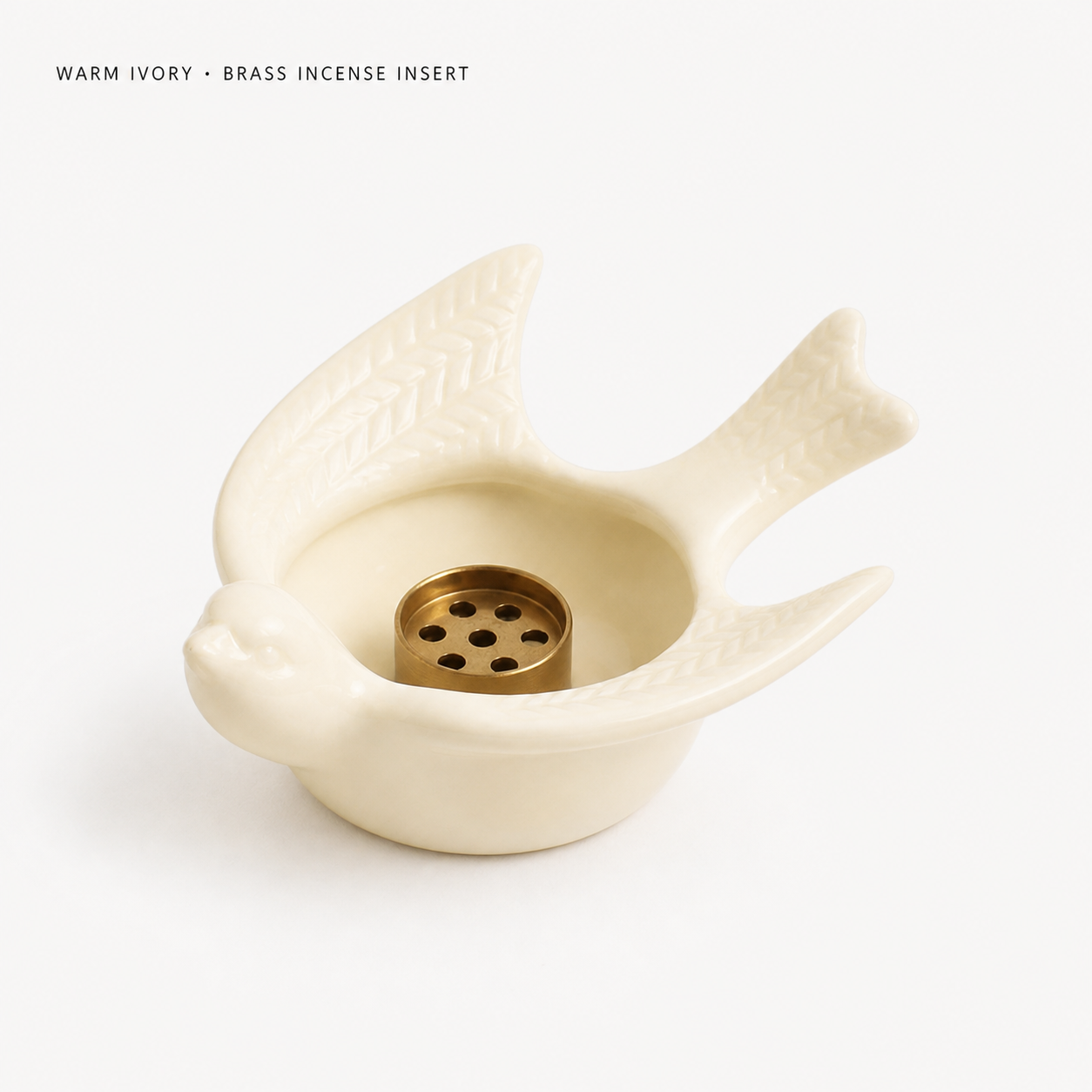 Ceramic Swallow Incense & Tealight Holder