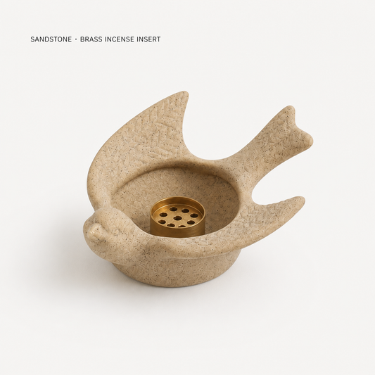 Ceramic Swallow Incense & Tealight Holder